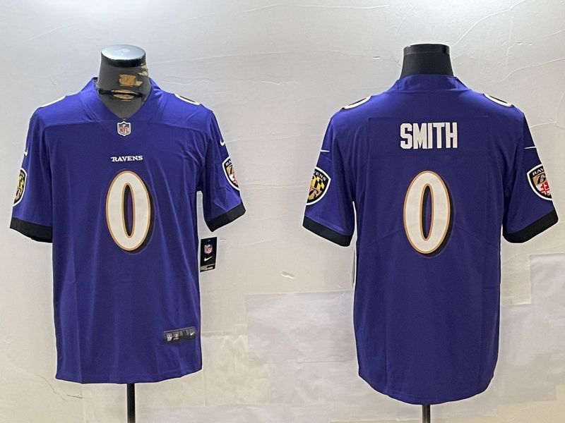 Men Baltimore Ravens #0 Smith Purple Second generation 2024 Nike Limited NFL Jersey style 1